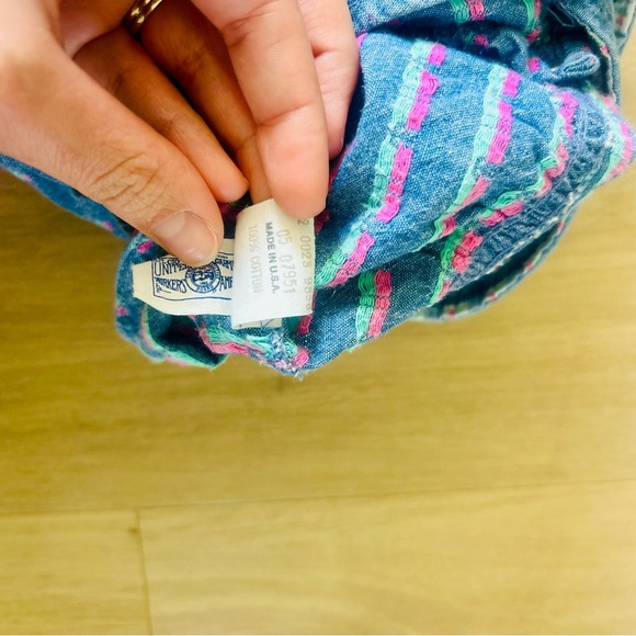 Vintage Oshkosh paper tag 18 months floral and blue Denim Kids Overalls - Picture 5 of 6